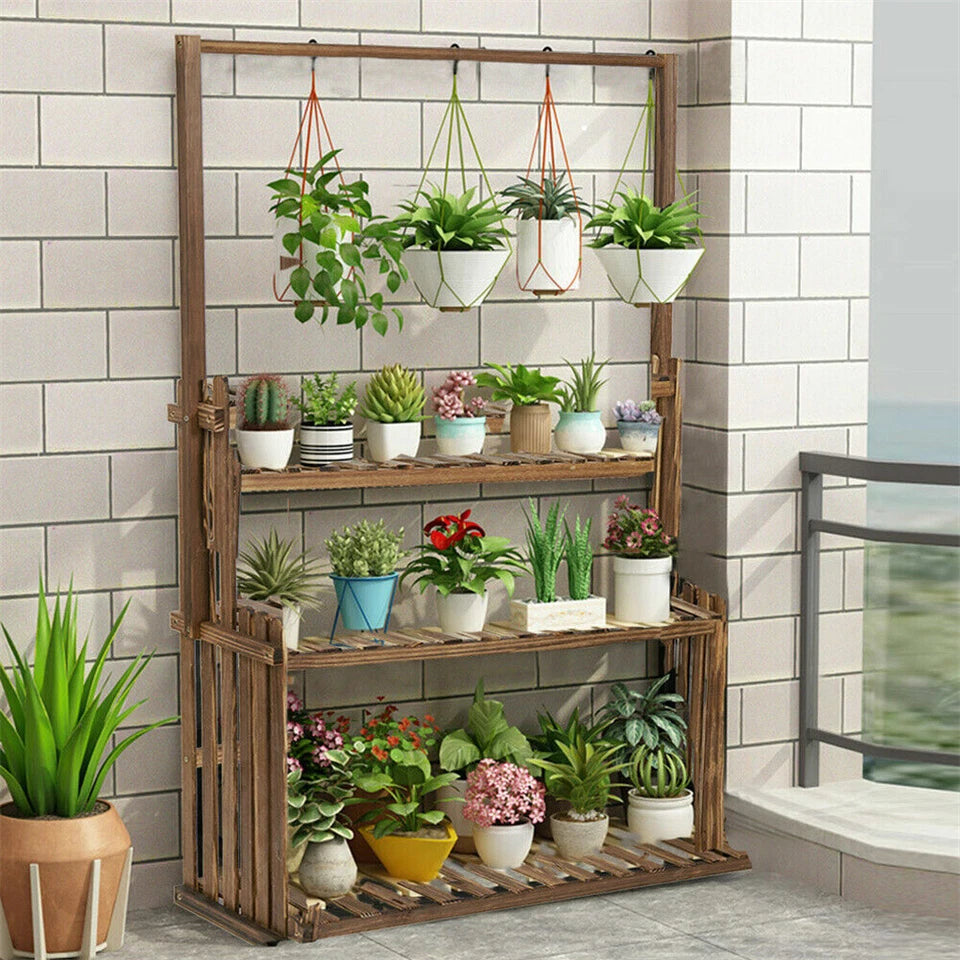 Heavy Duty Hanging Plant Stand with Multiple Pot Shelves