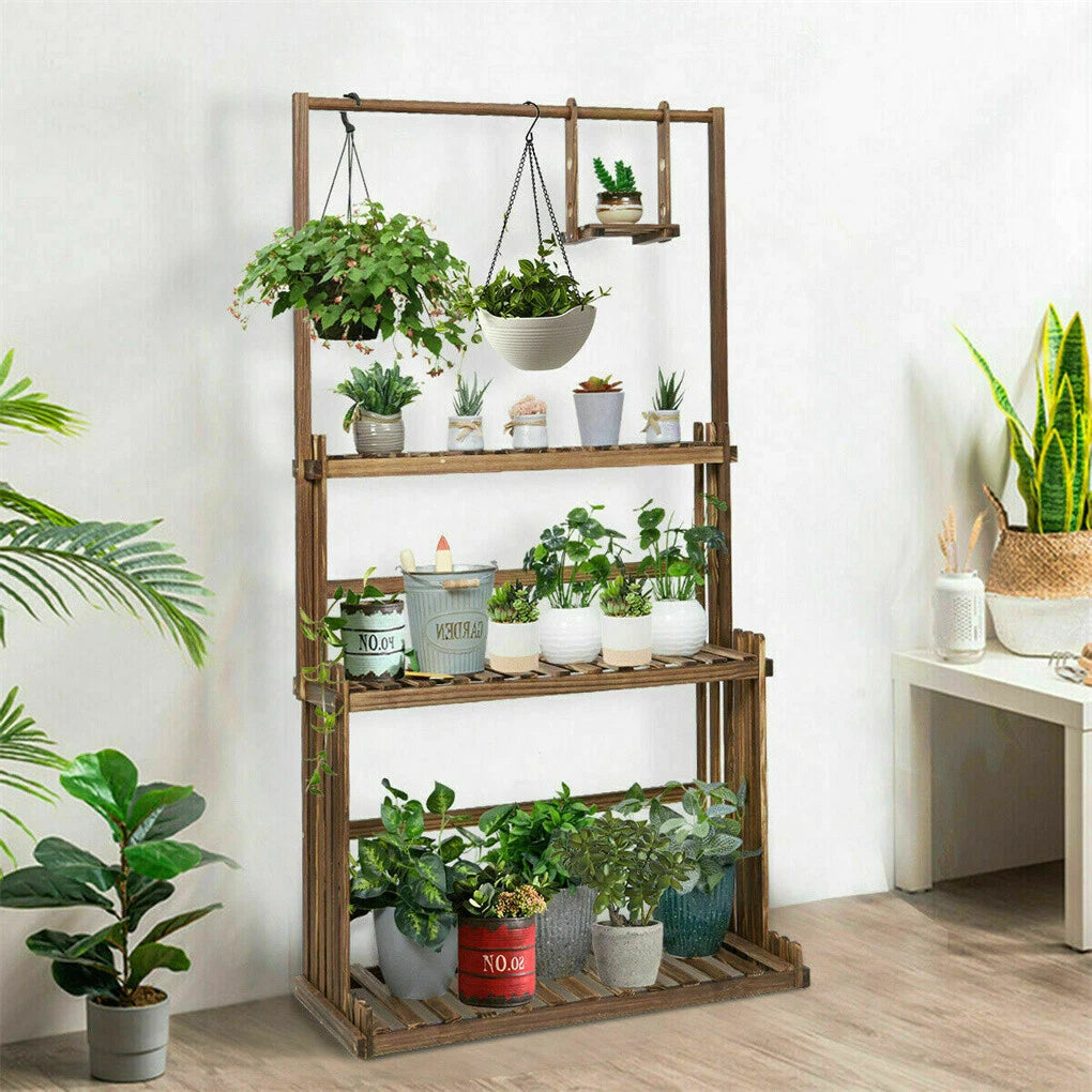 Heavy Duty Hanging Plant Stand with Multiple Pot Shelves