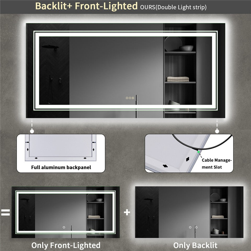 LED Bathroom Mirror with Anti-Fog & Adjustable Lighting