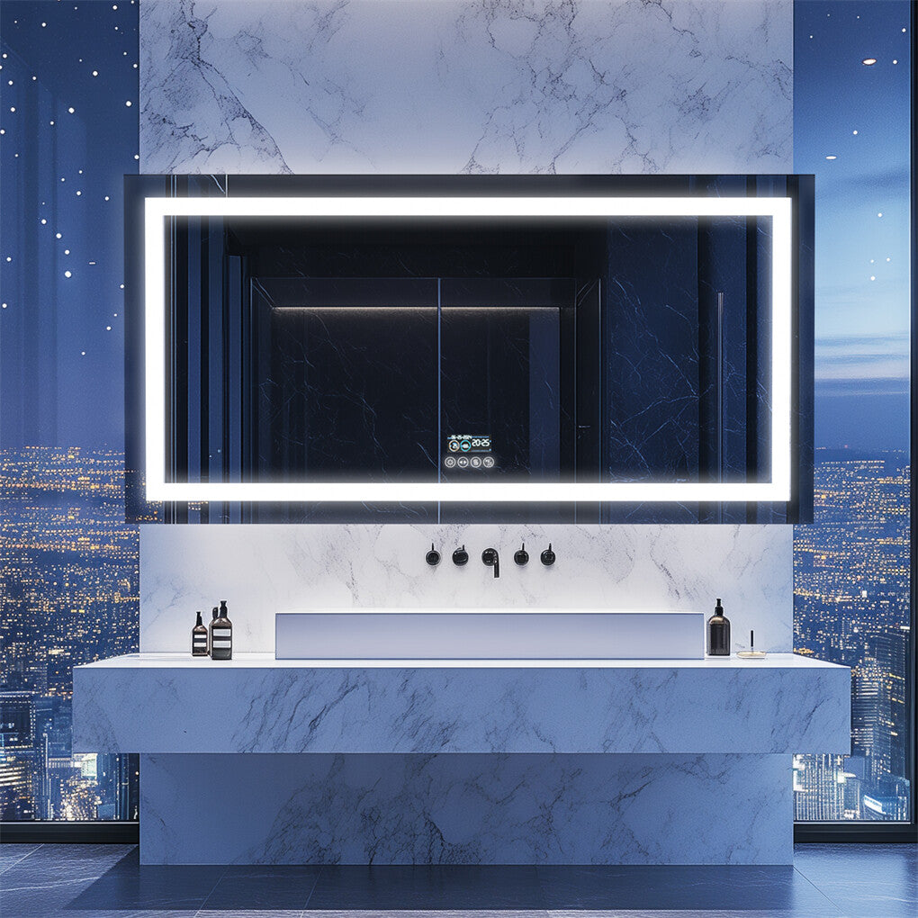Fin 1600Mm Jumbo Bluetooth Led Bathroom Mirror Music Anti-Fog Vanity Mirror