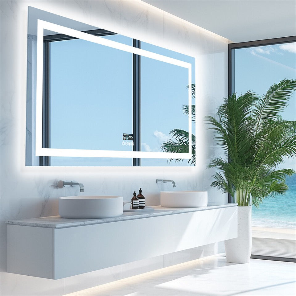 Fin 1600Mm Jumbo Bluetooth Led Bathroom Mirror Music Anti-Fog Vanity Mirror