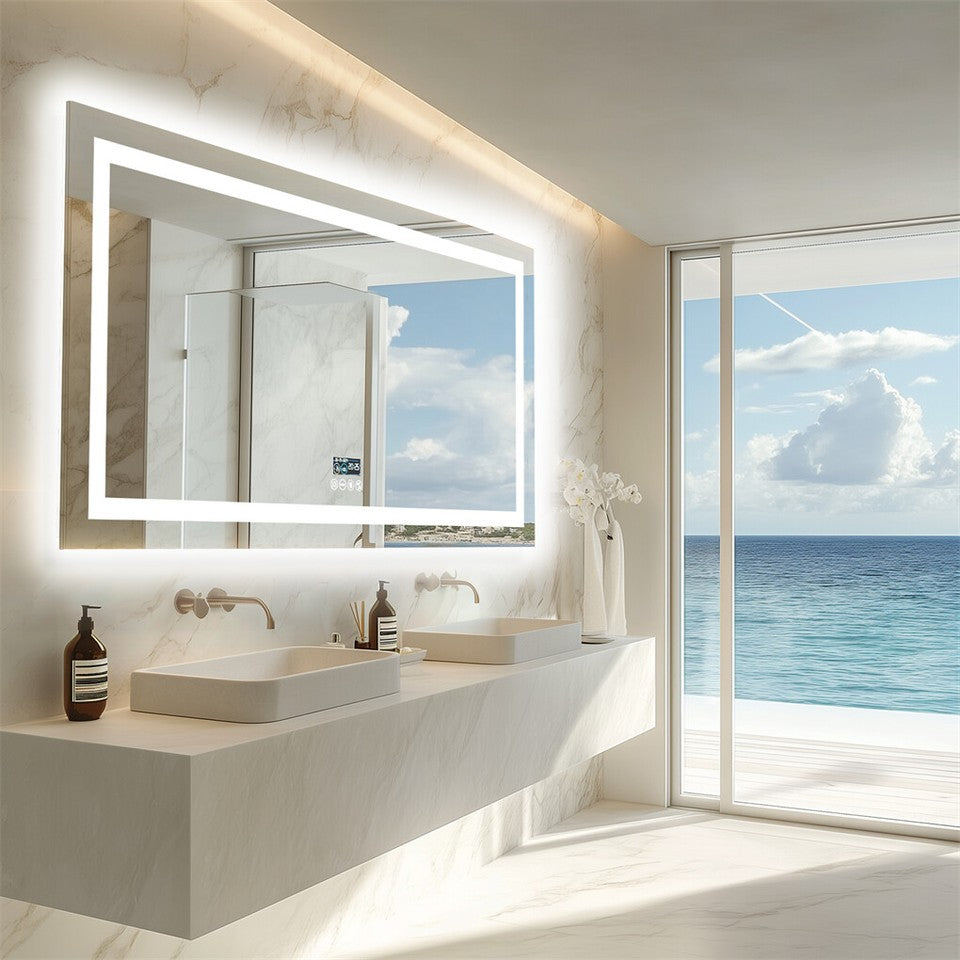 Fin 1600Mm Jumbo Bluetooth Led Bathroom Mirror Music Anti-Fog Vanity Mirror