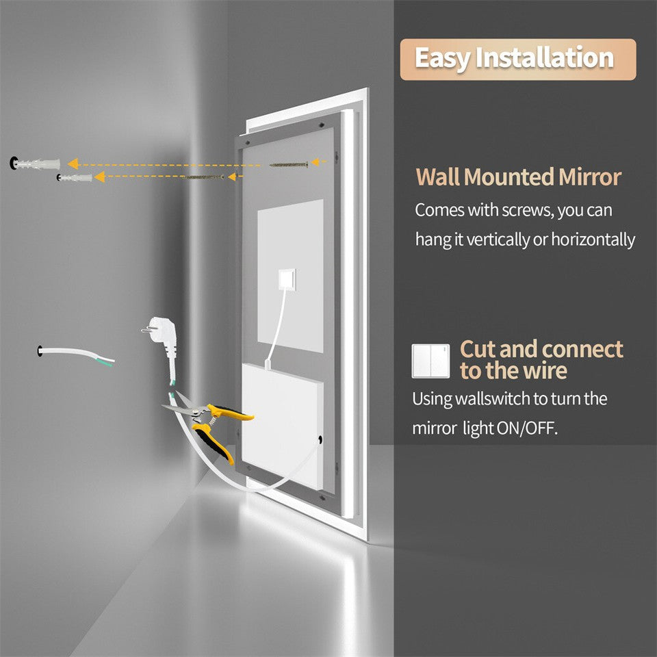 LED Anti-Fog Wall-Mounted Bathroom Mirror