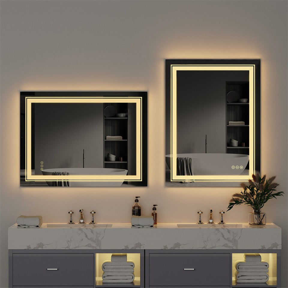 900*700MM Dimmable LED Bathroom Mirror Antifog Wall Mounted Vanity Makeup Mirror