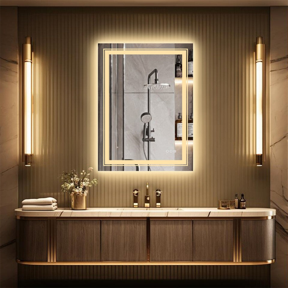 900*700MM Dimmable LED Bathroom Mirror Antifog Wall Mounted Vanity Makeup Mirror