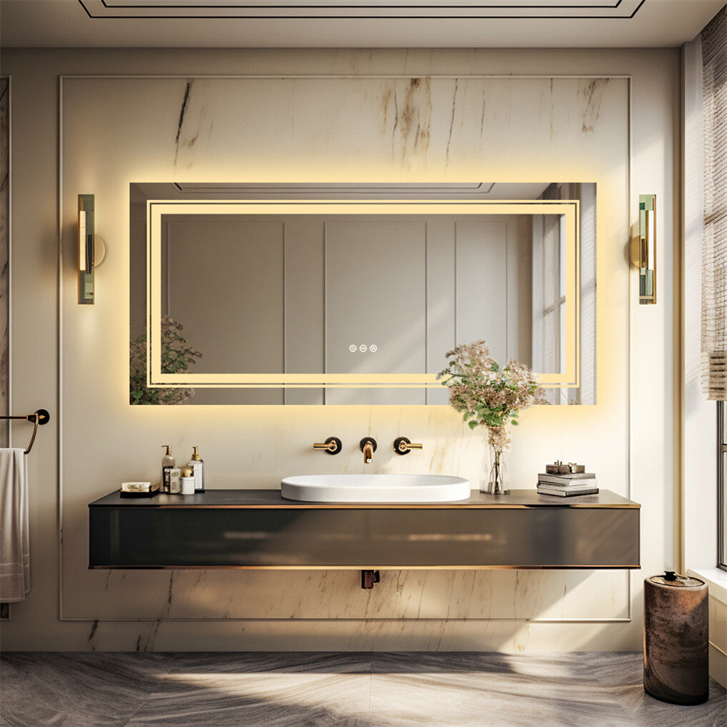 Fin 1200X800Mm Led Front Backlit Bathroom Mirror Fogless Anti-Aging Premium Hd Glass