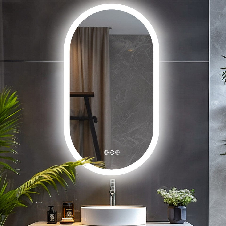 Premium Oval LED Anti-Fog Bathroom Mirror