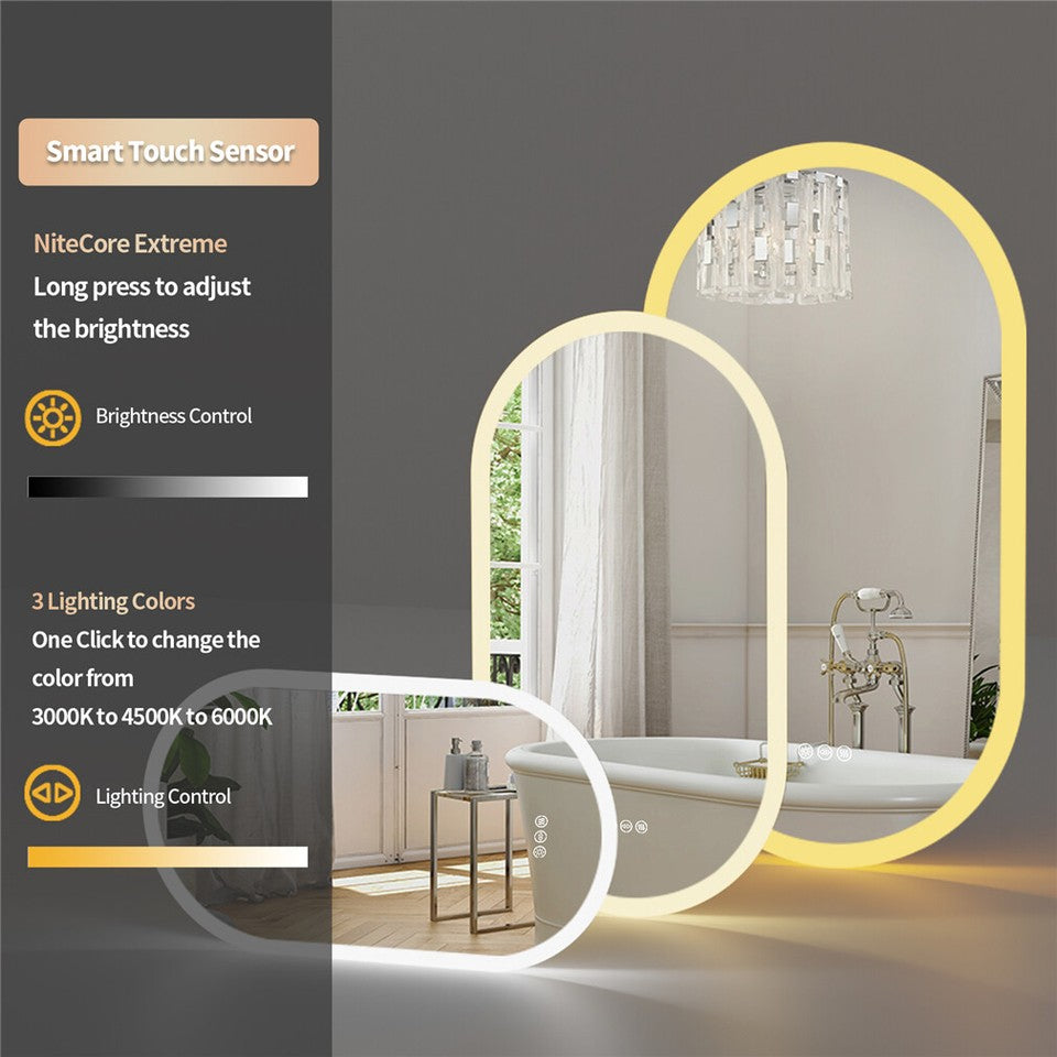 Premium Oval LED Anti-Fog Bathroom Mirror