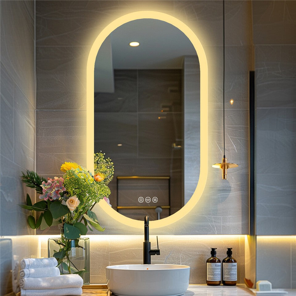 Premium Oval LED Anti-Fog Bathroom Mirror