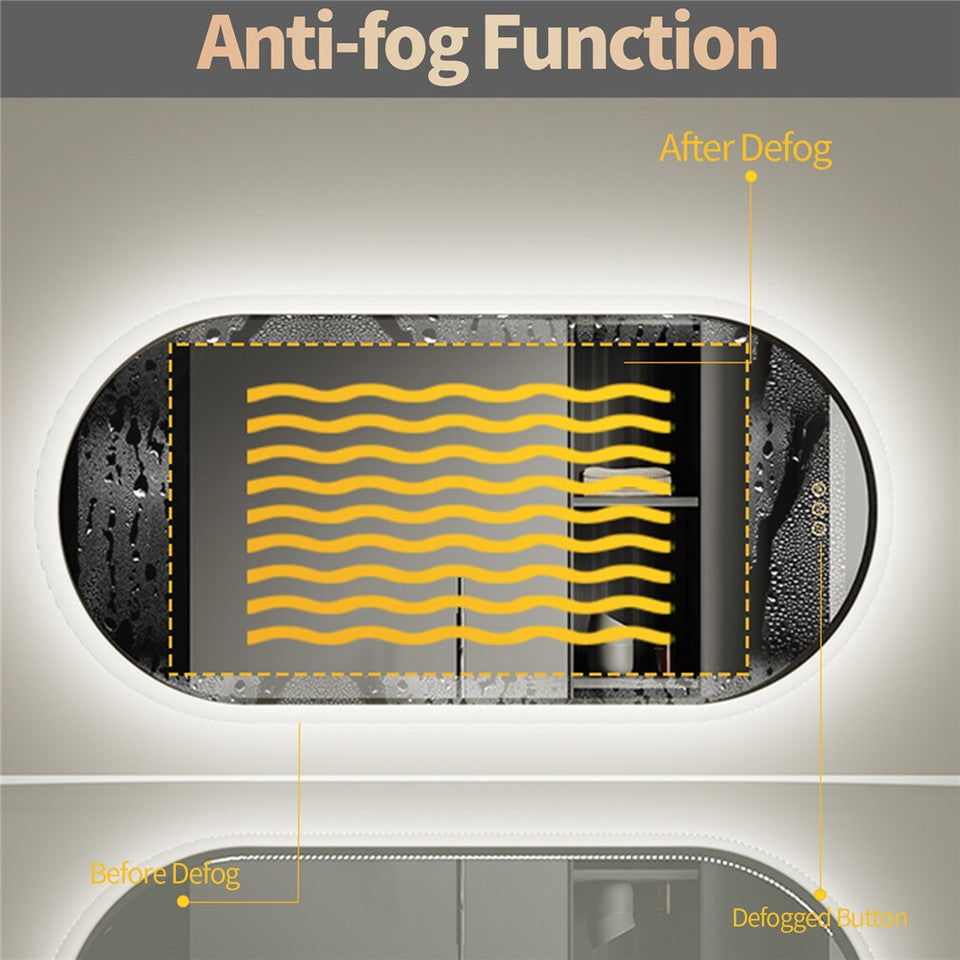 Premium Oval LED Anti-Fog Bathroom Mirror