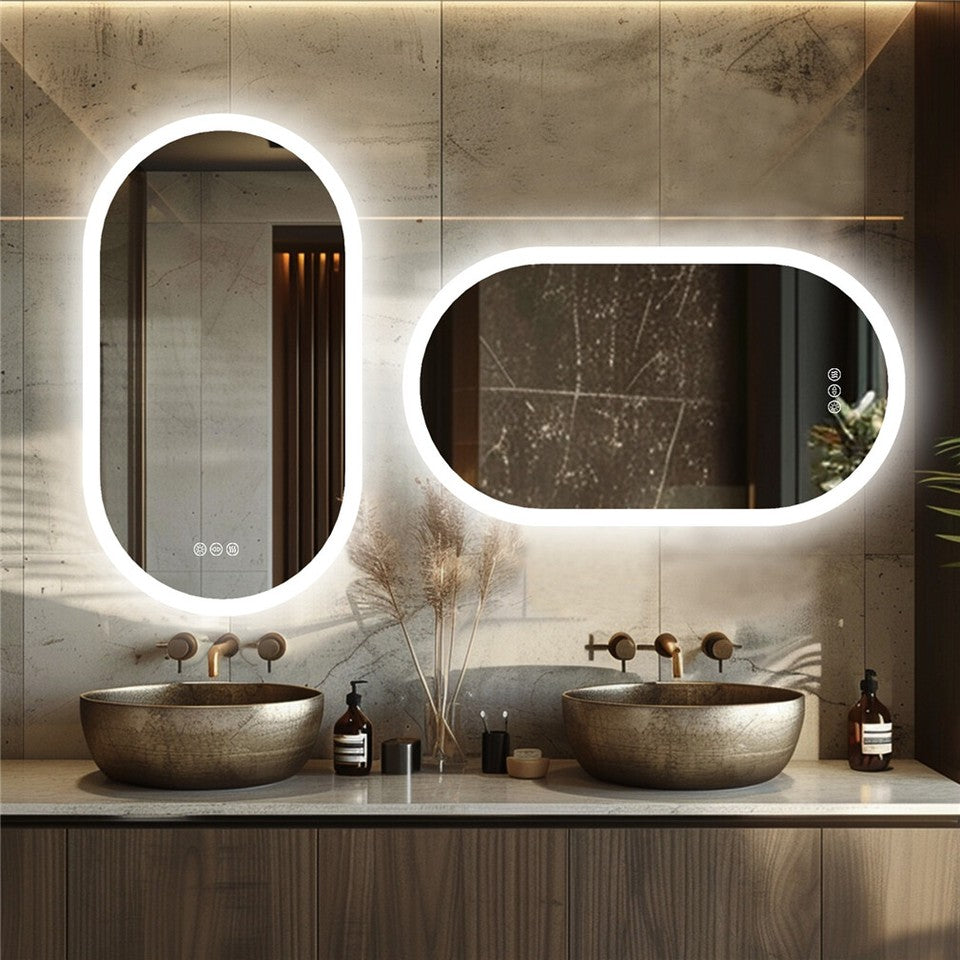 Premium Oval LED Anti-Fog Bathroom Mirror