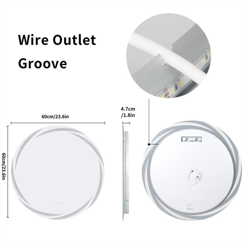 Round LED Anti-Fog Backlit Bathroom Mirror