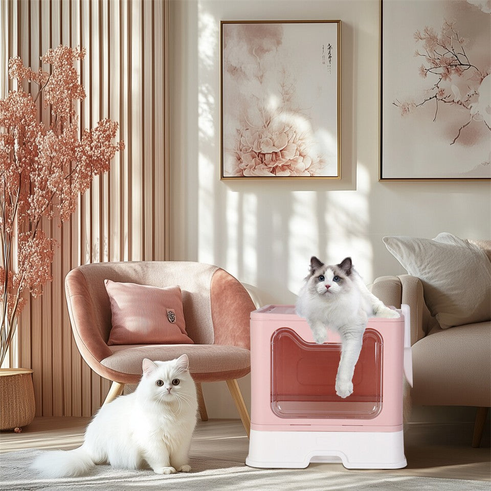 Xxl Large Cat Litter Box Self-Cleaning No Smell Pet Toilet Box With Tray & Scoop