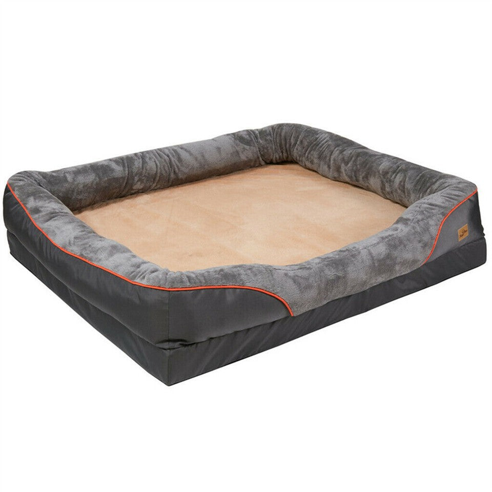 Memory Foam Dog Sofa with Orthopedic Bed &amp; Rim Pillow