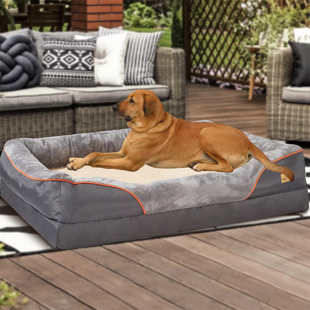 Memory Foam Dog Sofa with Orthopedic Bed & Rim Pillow
