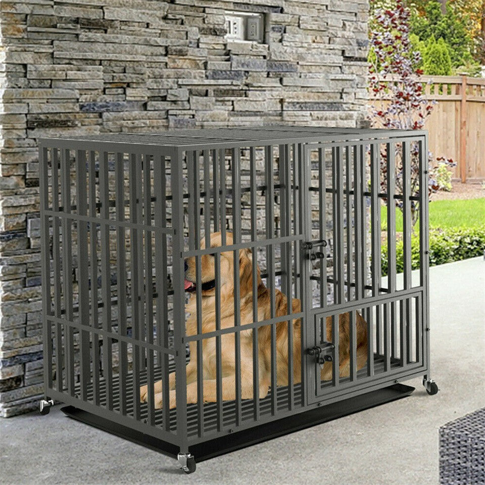 Heavy Duty Dog Cage with Lock & Bottom Tray