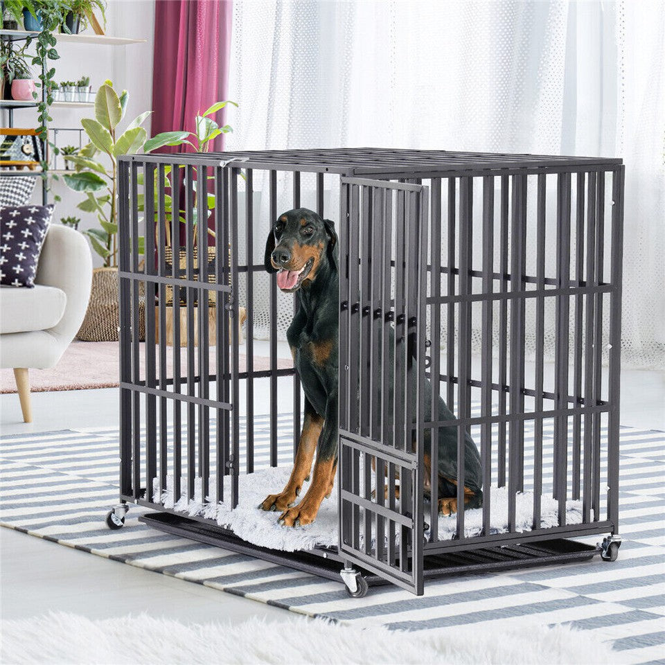 Heavy Duty Dog Cage with Lock & Bottom Tray