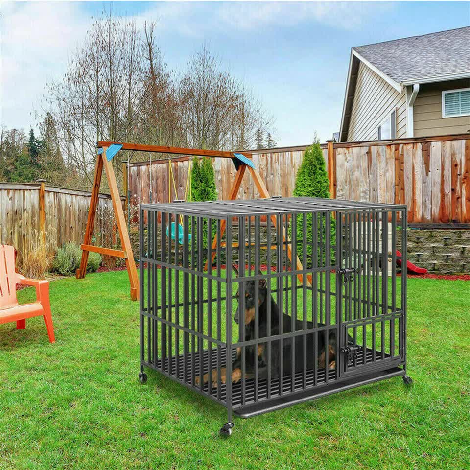 Heavy Duty Dog Cage with Lock & Bottom Tray