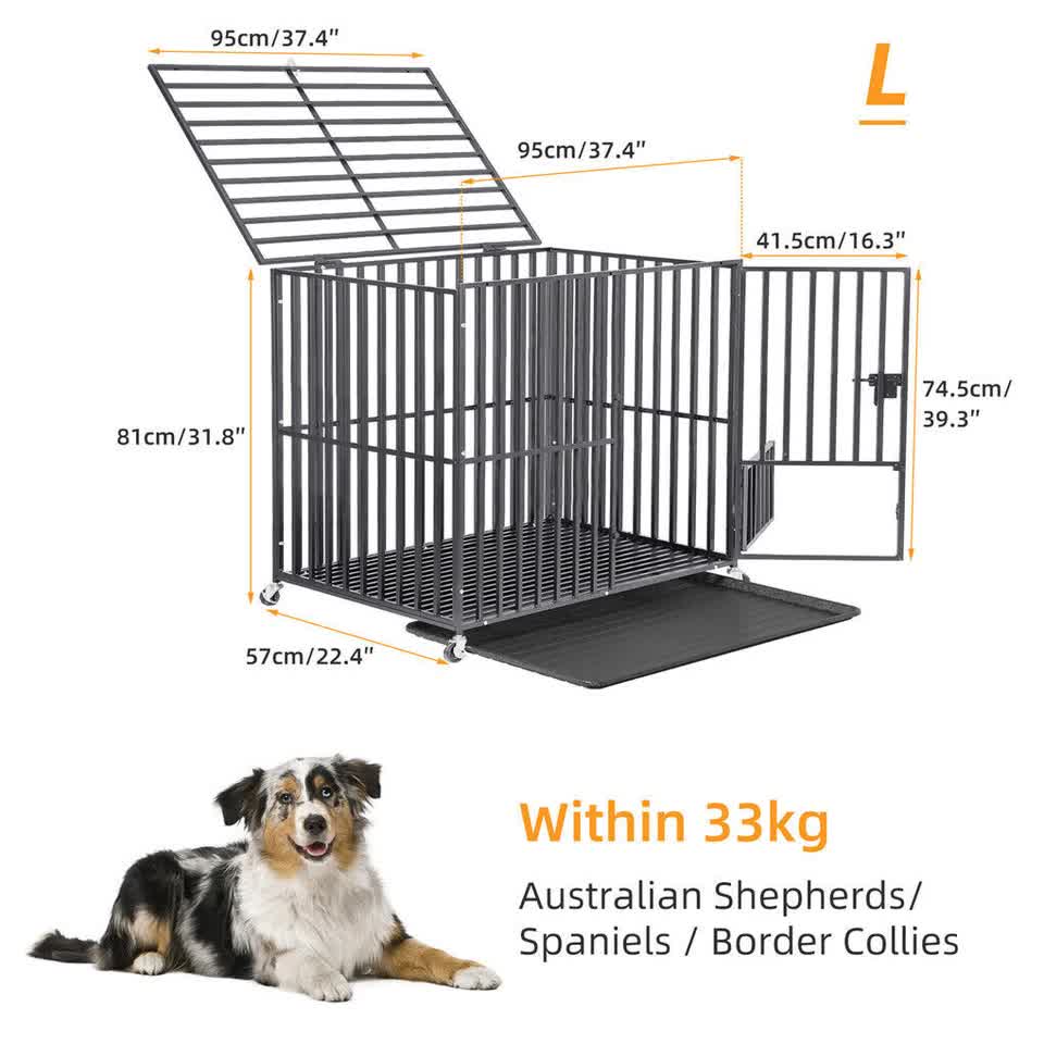 Heavy Duty Dog Cage with Lock & Bottom Tray