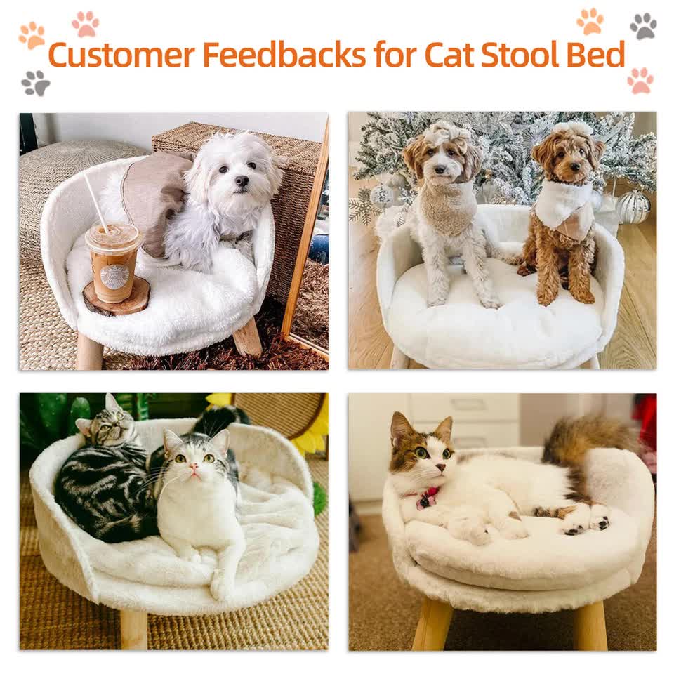 Pet Sofa Bed with Plush Cushion & Wooden Legs