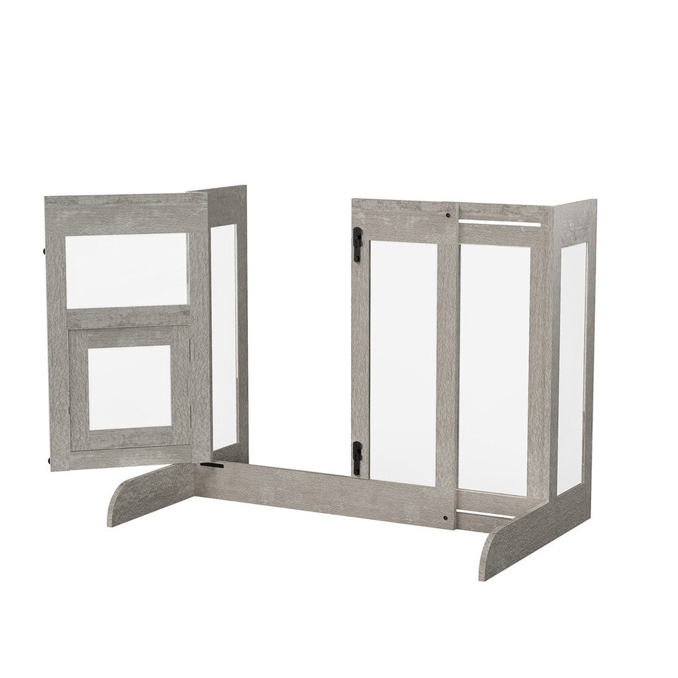 FIN 32" Tall Dog Door Gate Freestanding Adjustable Pet Barrier Gate Doorways Stairs