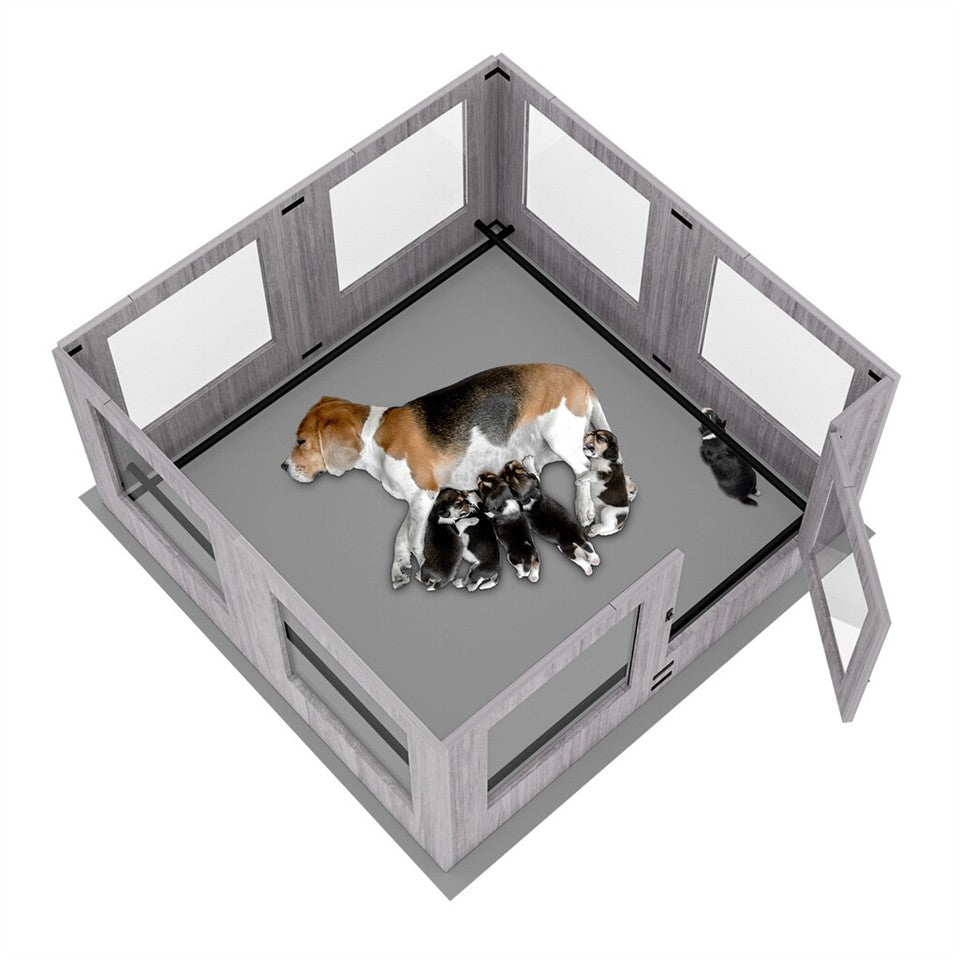 Fin Xl Safest Tempered Glass Dog Whelping Pen Box Shatter-Proof Playpen Exercise Box