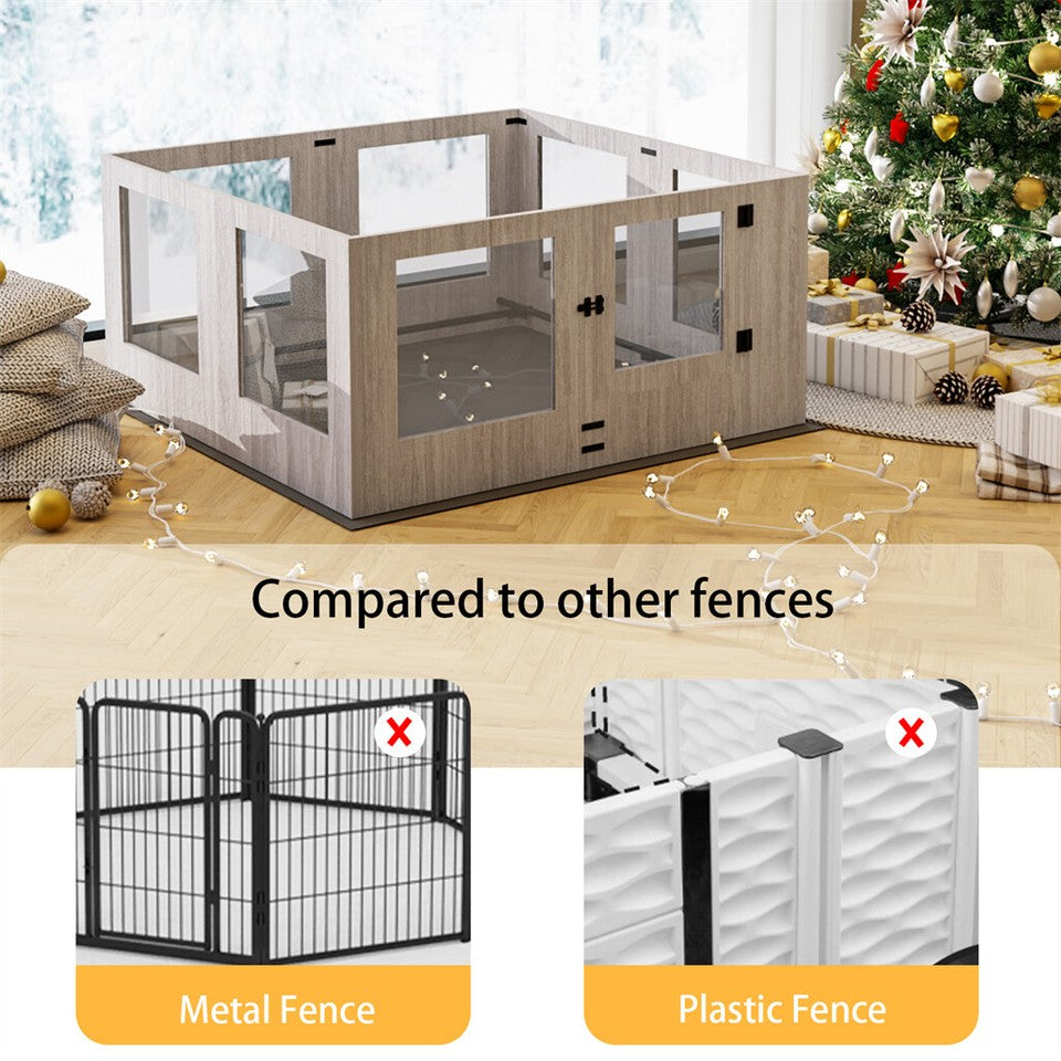 Fin Xl Safest Tempered Glass Dog Whelping Pen Box Shatter-Proof Playpen Exercise Box