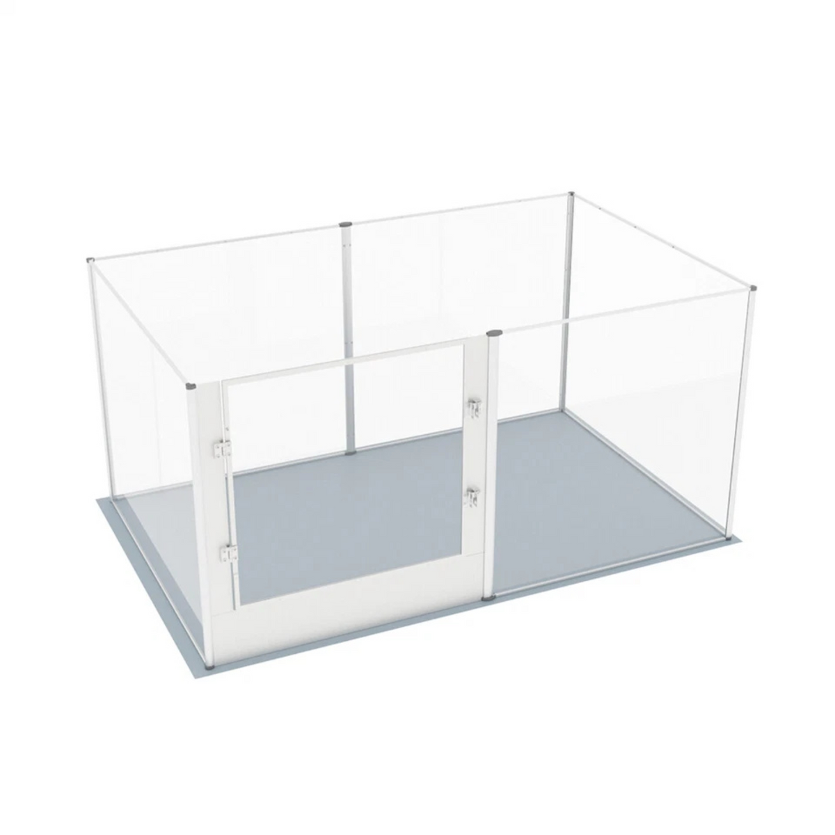 Silver Transparent Acrylic 6 Panel Dog Playpen Indoor Fence Whelping Box with Lock Door