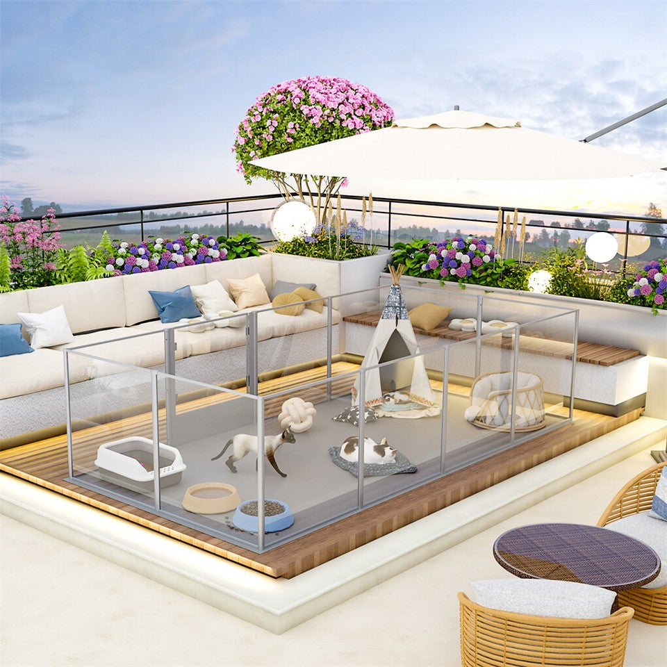 10-Piece Large Thicken Acrylic Dog Playpen Puppy Birth Fence with Waterproof Mat