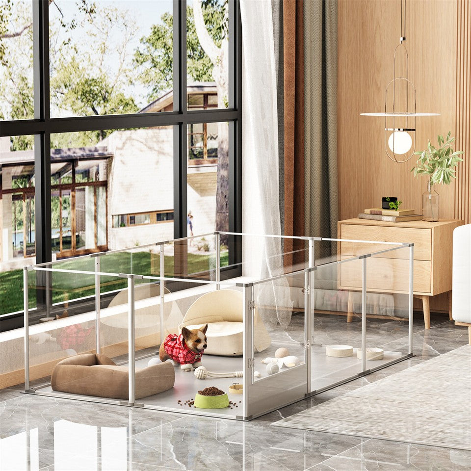 10-Piece Large Thicken Acrylic Dog Playpen Puppy Birth Fence with Waterproof Mat