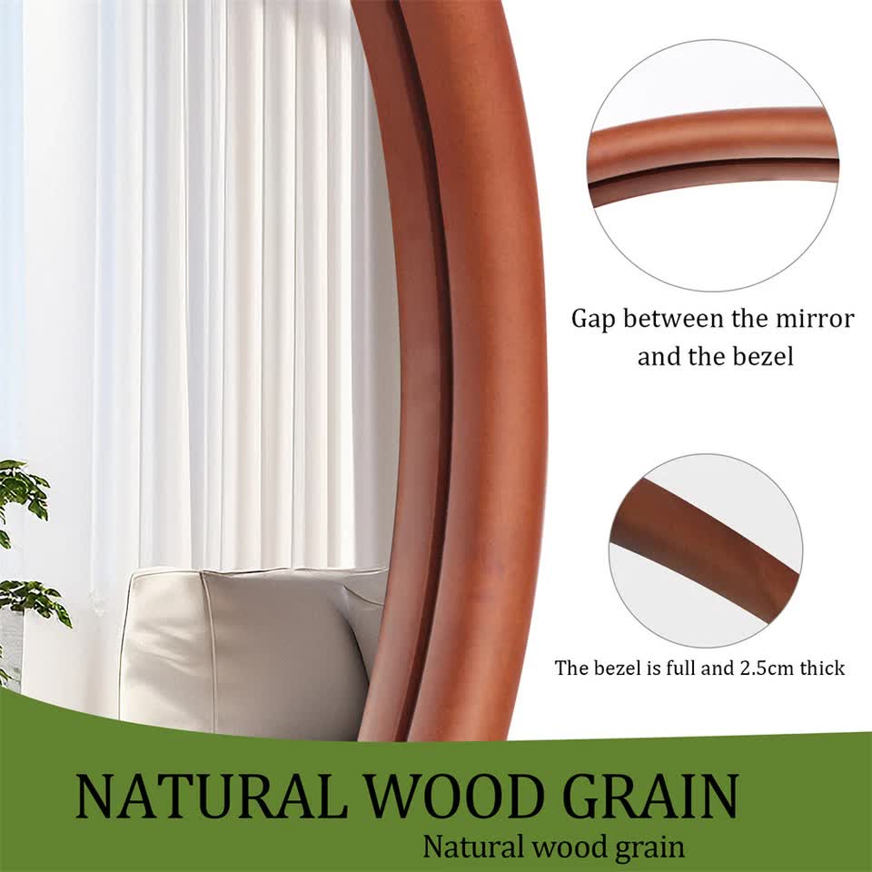 Wooden Frame Wall Mirror - Entryway & Hall Decor