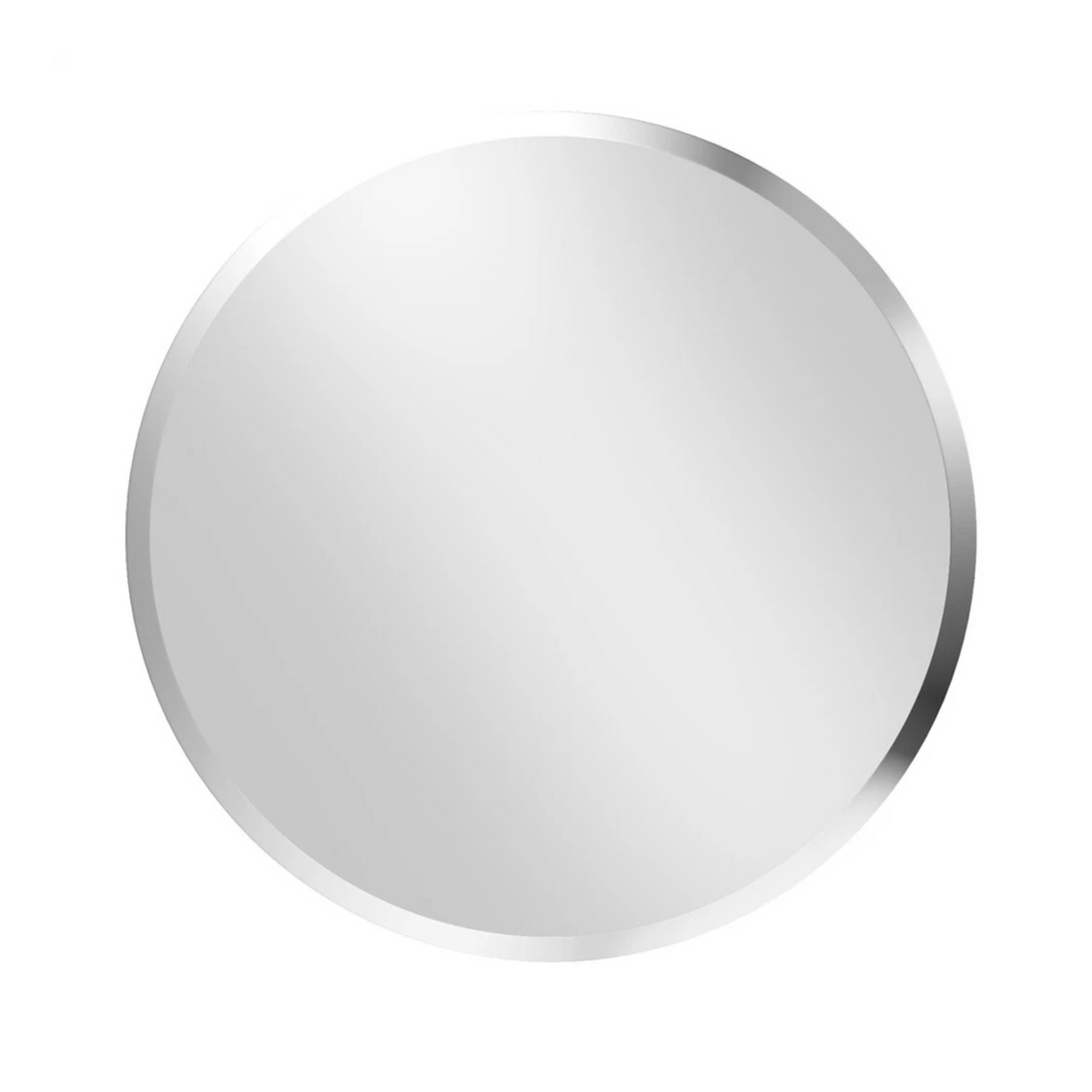 P&amp;P Silver Round Wall Mirror 80x80cm Frameless Beveled Glass Accent for Modern Rooms