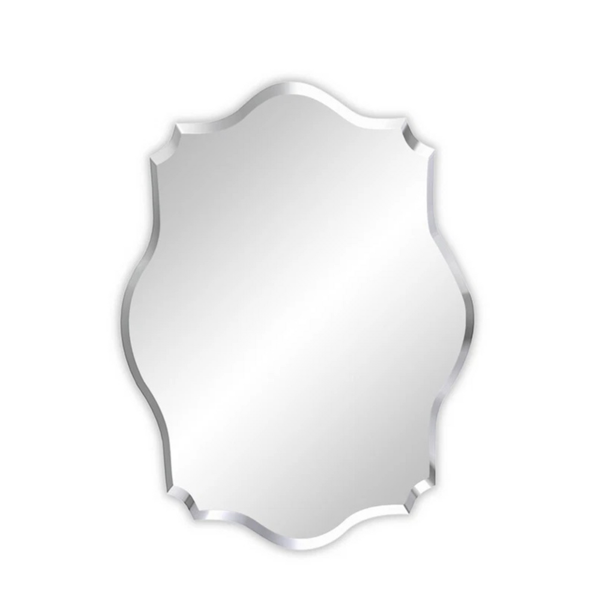 P&amp;P Silver Irregular Wall Mirror 50x70cm Frameless Beveled Glass for Contemporary Decor