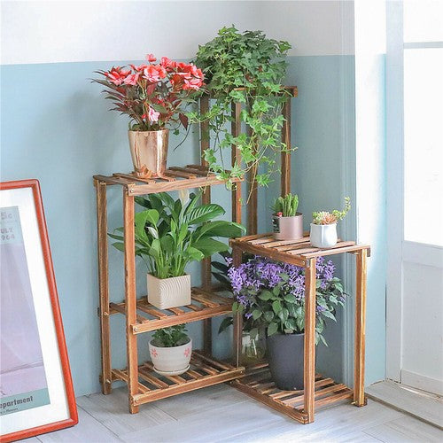 Premium Pine Wood 6-Tier Plant Stand