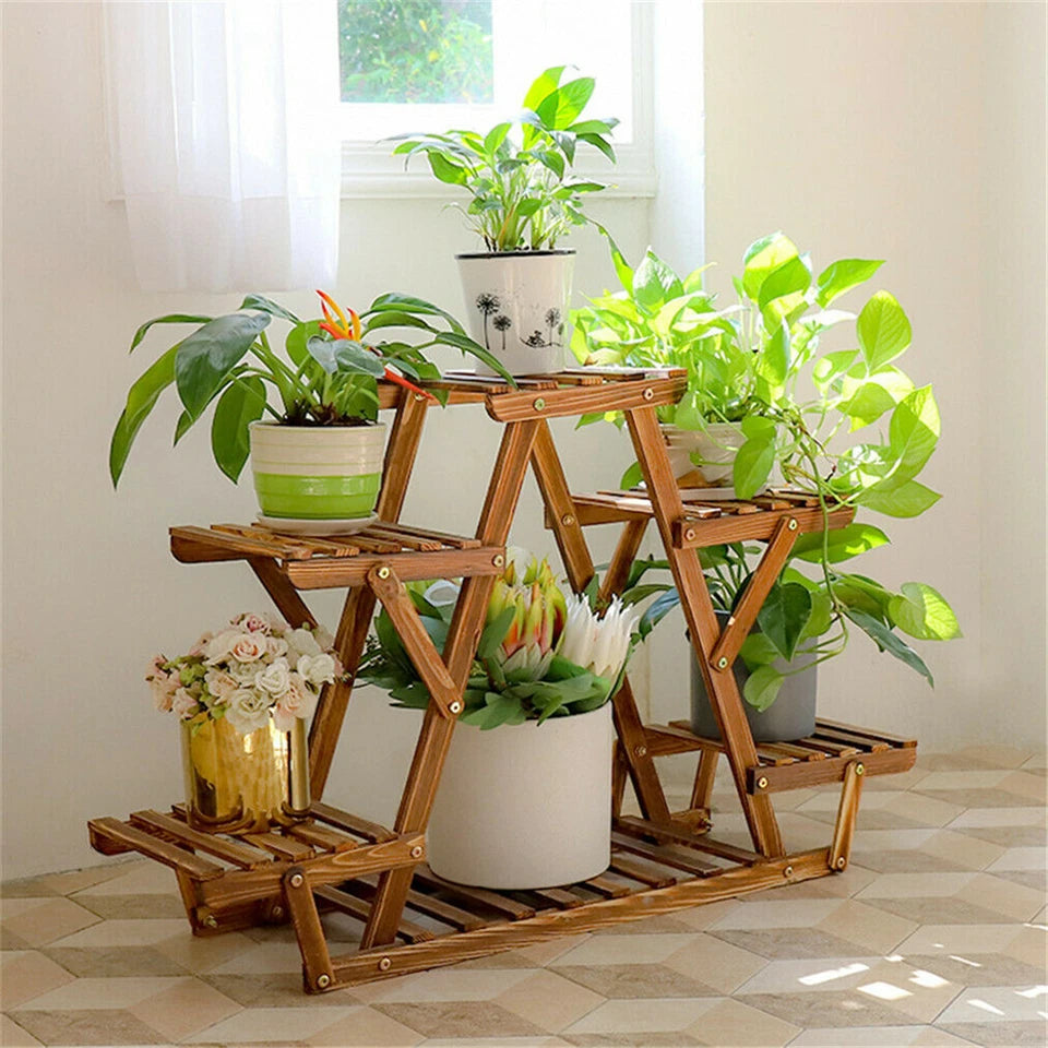 Upgraded Thick Wood Indoor Plant Stand with Flower Planter Shelves