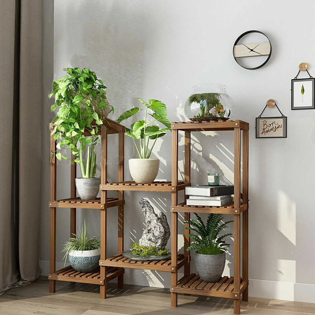 Detachable Diy Wood Plant Stand Pots Organizer Rack Multifunctional Shelf Decor