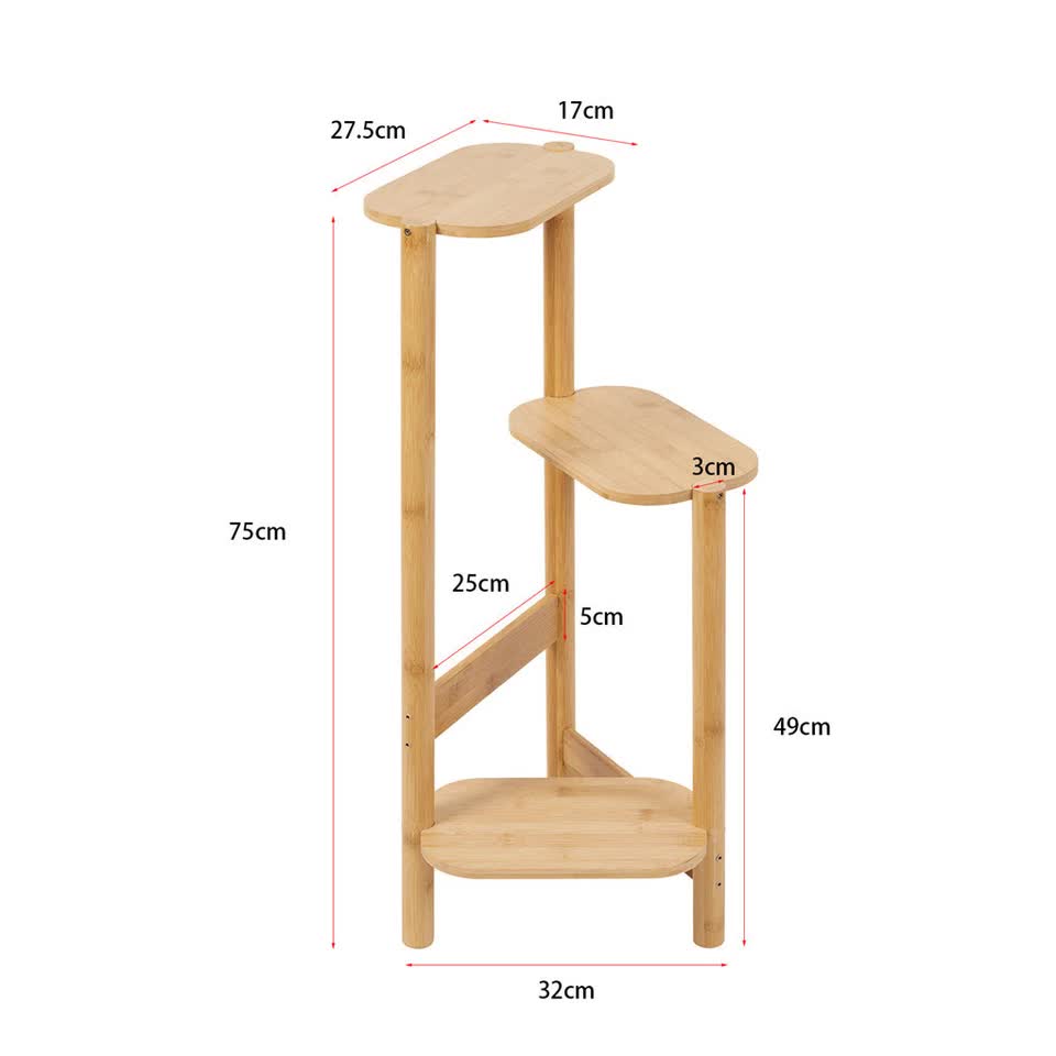 3-Tier Bamboo Plant Stand Bonsai Holder