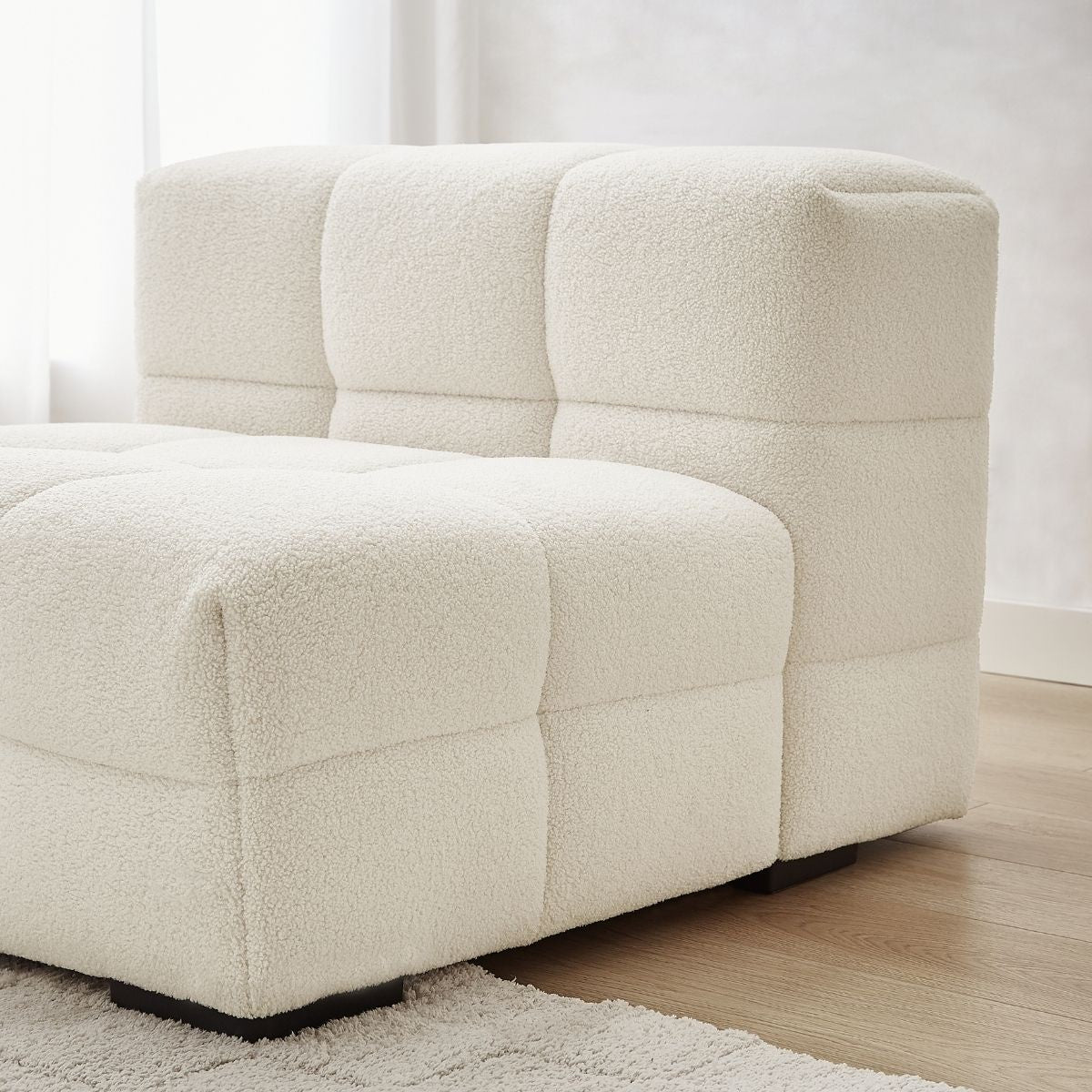 Travis White Boucle Fabric Armchair