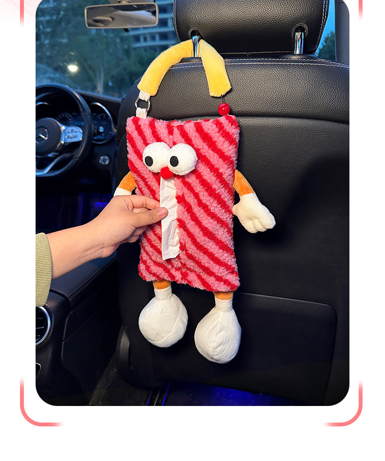 Red Striped Tissue Holder for Car - Fun Design
