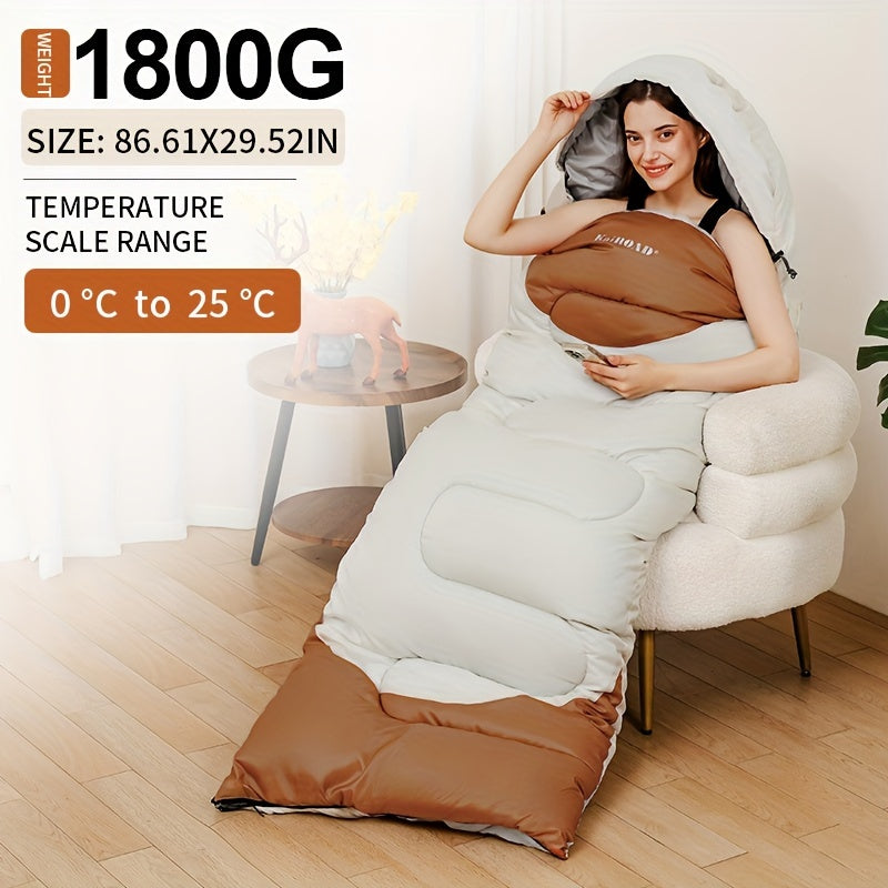 KAIROAD Extra Wide Mummy Sleeping Bag + FREE Accessories (Eye Mask, Earplugs, Square Pillow) - 3 Season, Warm &amp; Cold Weather, Waterproof