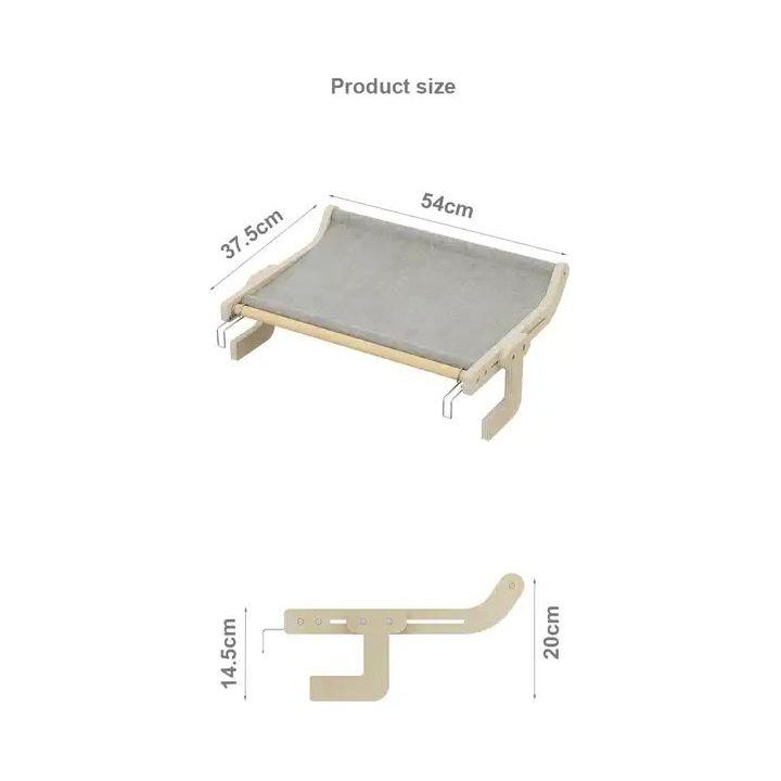 Wall-Mounted Cat Hammock Bed-Wooden Frame, Comfortable and Space-Saving Design for Pets