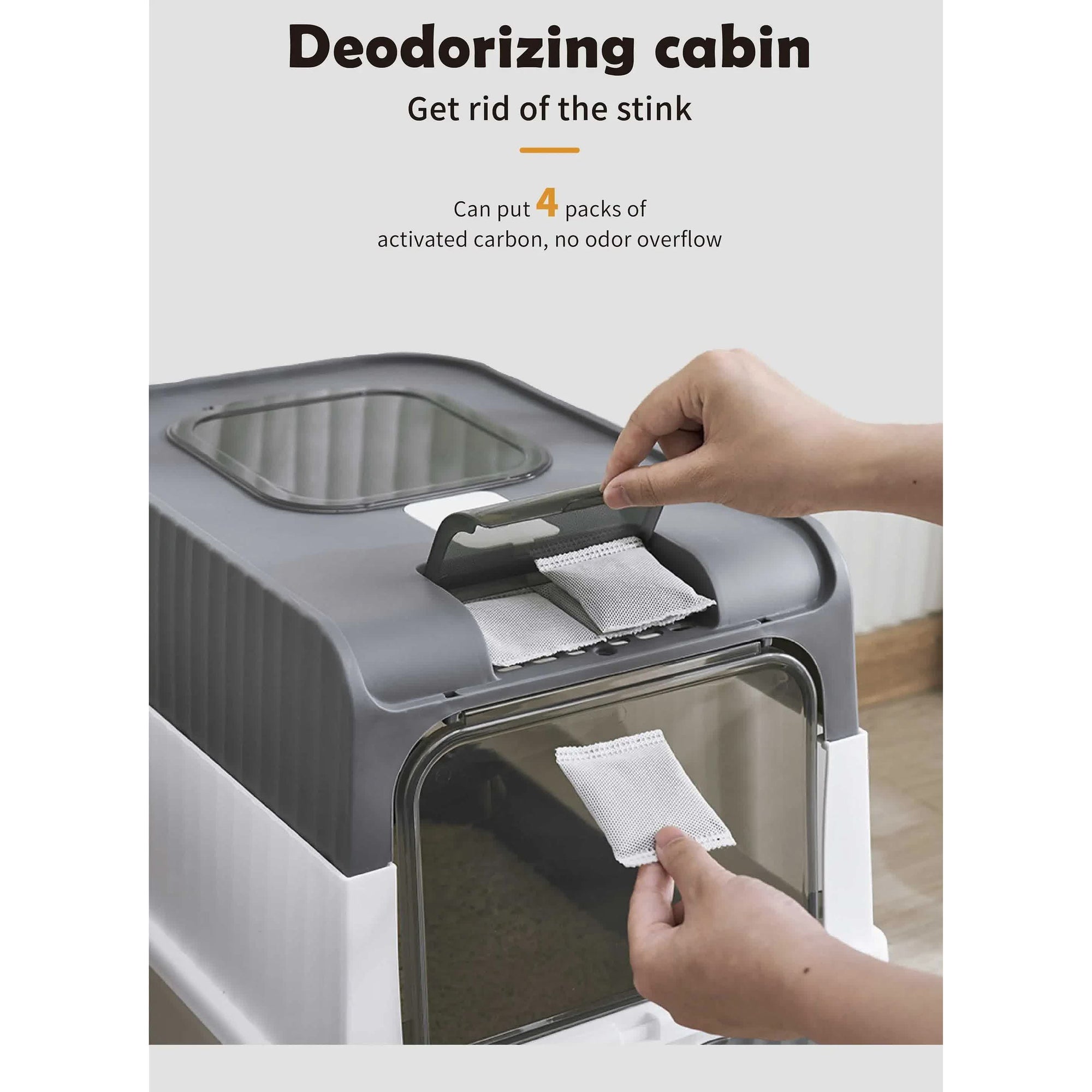 Large Enclosed Cat Litter Box with Drawer and Scoop - Odor Control, Removable Tray, Easy Clean Design