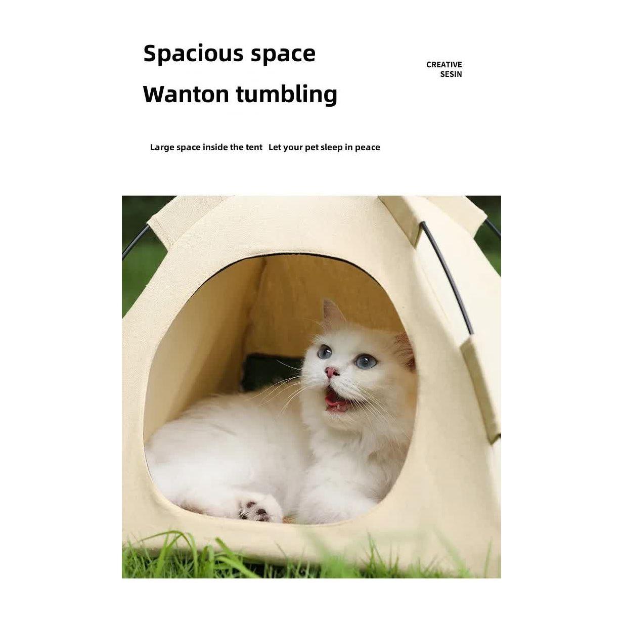 Outdoor Cat House,Pet Tent -Windproof and Dustproof Shelter for Small Pets, Grey, Size: S  35*35*30cm