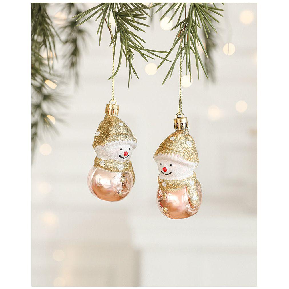 Set of 10 Christmas Ornaments -Gold &amp; Rose Gold Holiday Tree Decorations
