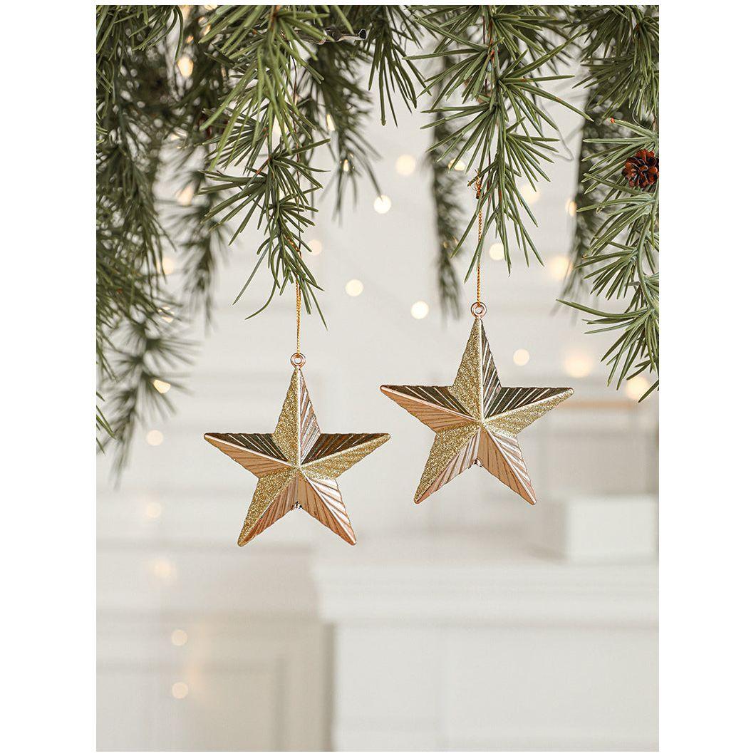 Set of 10 Christmas Ornaments -Gold &amp; Rose Gold Holiday Tree Decorations