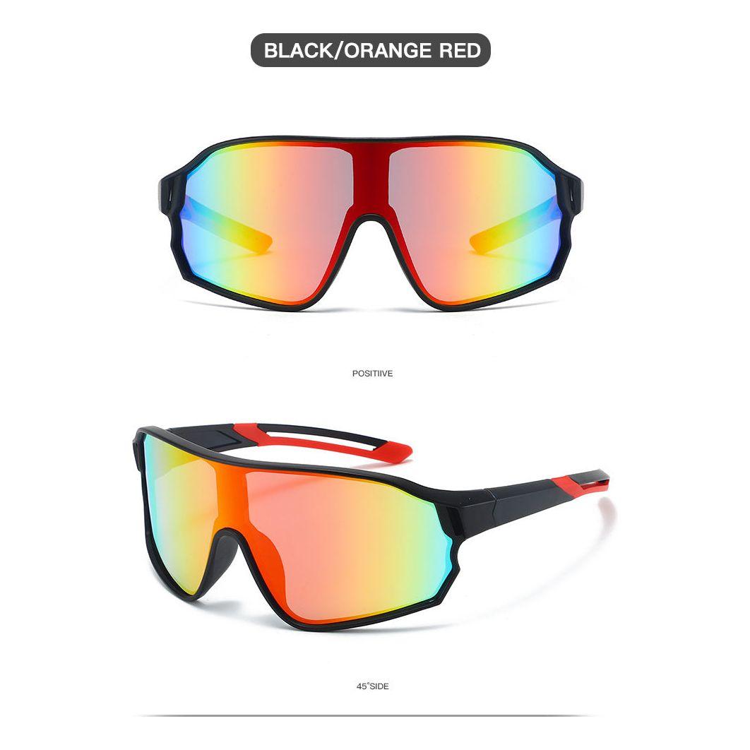 Fashionable Sports Sunglasses with Colorful Mirror Lenses – UV400 Protection for Cycling & Outdoor Activities  Orange red
