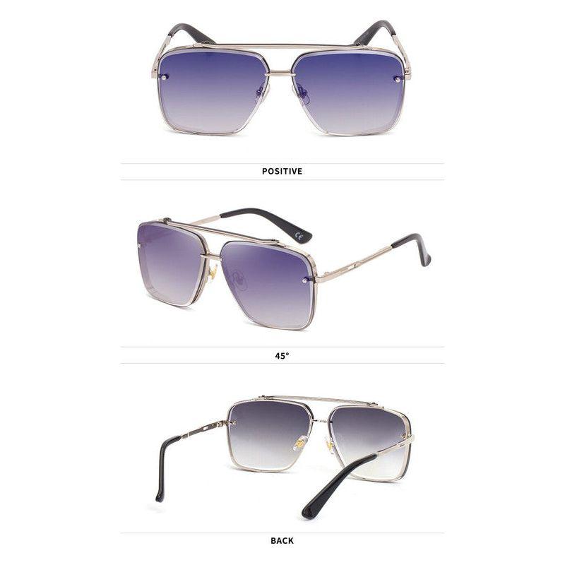 Outer Blue Square Sunglasses,Fashionable Men's Metal, UV400 Gradient Lenses for Timeless Style