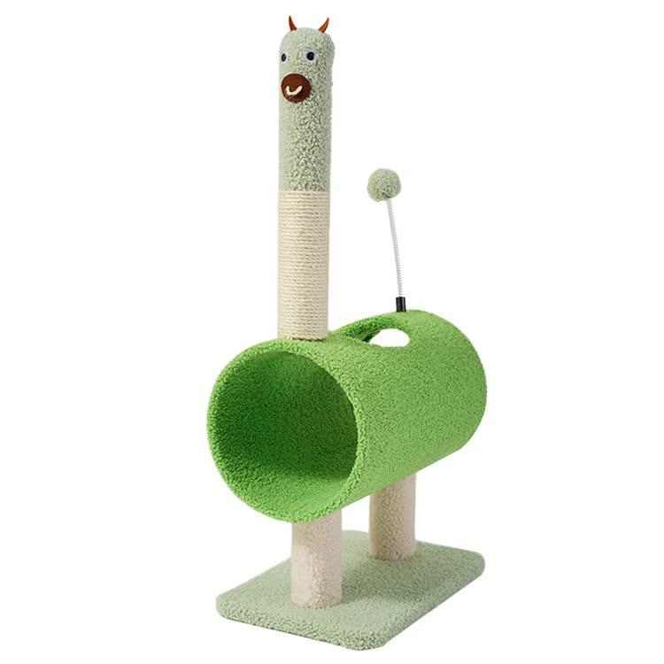 Interactive Cat Tunnel &amp; Scratching Post with Spring Toy - Cozy Playtime for Kittens green 35*23*71cm