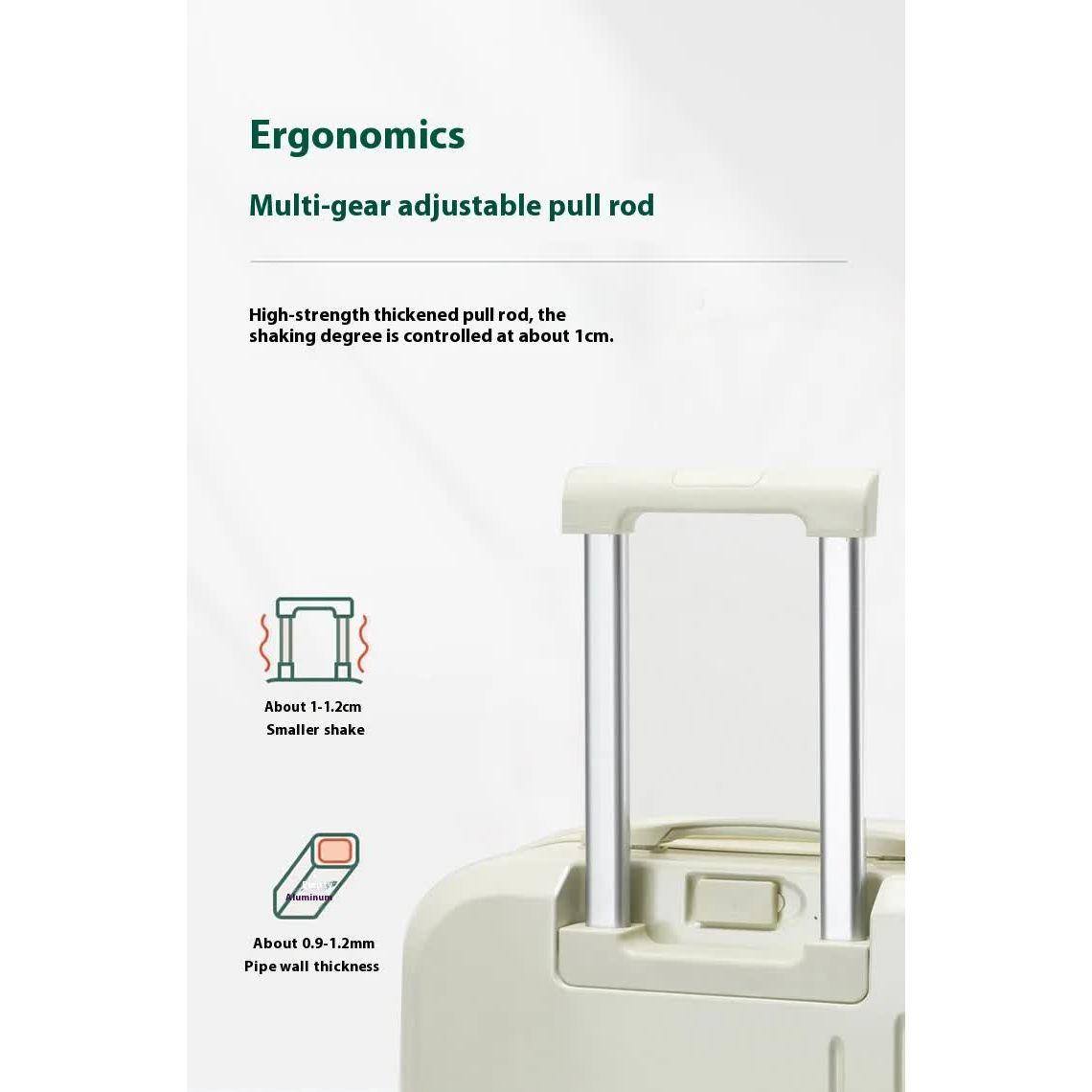 Smart Carry-On Luggage with Cup Holder & USB Charging Port - White Color Spinner Suitcase for Travel Convenience  20 inch