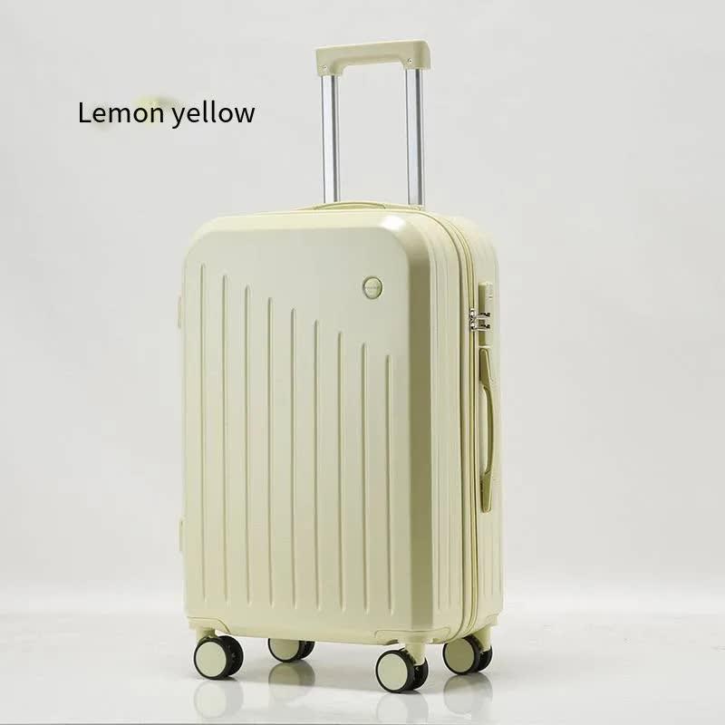 Smart Carry-On Luggage with Cup Holder &amp; USB Charging Port - Yellow Color Spinner Suitcase for Travel Convenience  24 inch